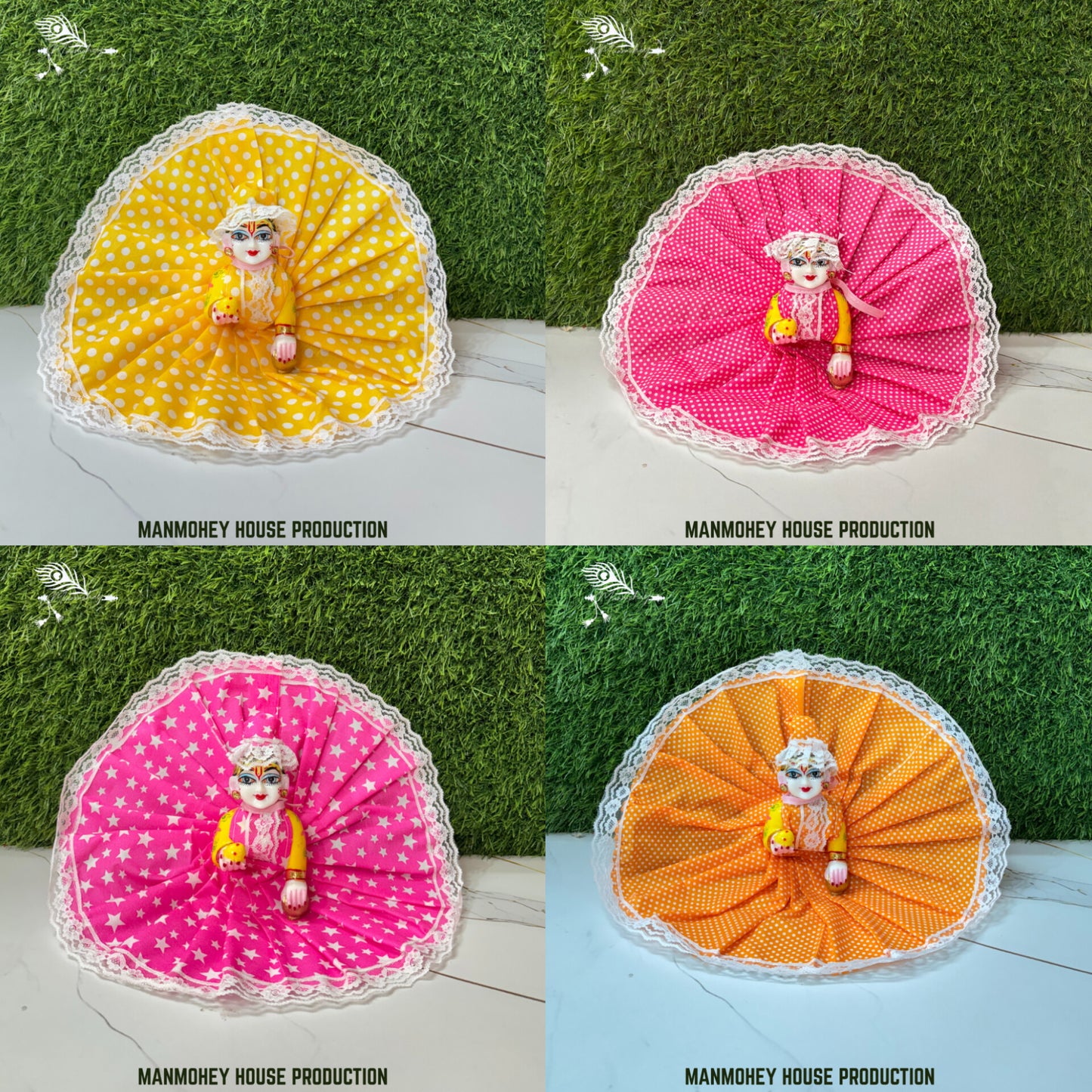 Laddu gopal ji Gher Summer Dress pack of 4