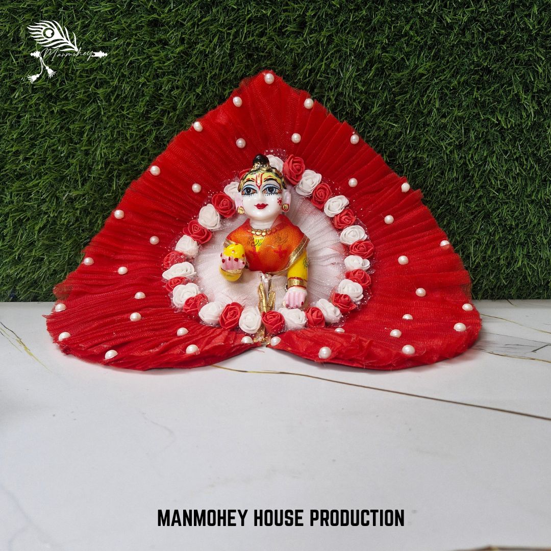 Red Rose Pearl Dress for Laddu Gopal – Elegant Designer Outfit | Manmohey