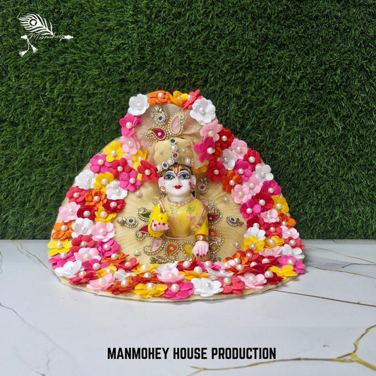 Floral Bliss Dress for Laddu Gopal – Multicolor Flower Design with Crown | Manmohey Exclusive
