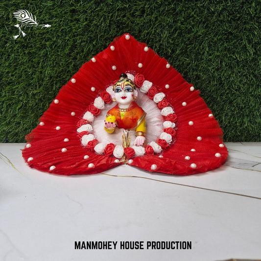 Red Rose Pearl Dress for Laddu Gopal – Elegant Designer Outfit | Manmohey