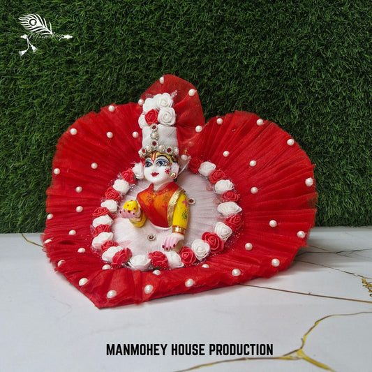 Red Rose Pearl Dress for Laddu Gopal – Elegant Designer Outfit | Manmohey