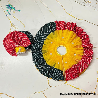 Bandhani Brilliance: Festive Fusion Attire for Laddu Gopal"