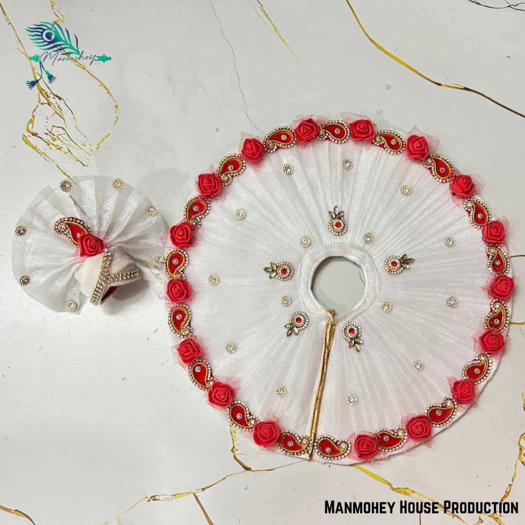 "Pearl Blossom Elegance: Divine White Attire for Laddu Gopal"