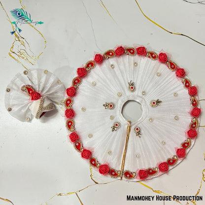 "Pearl Blossom Elegance: Divine White Attire for Laddu Gopal"