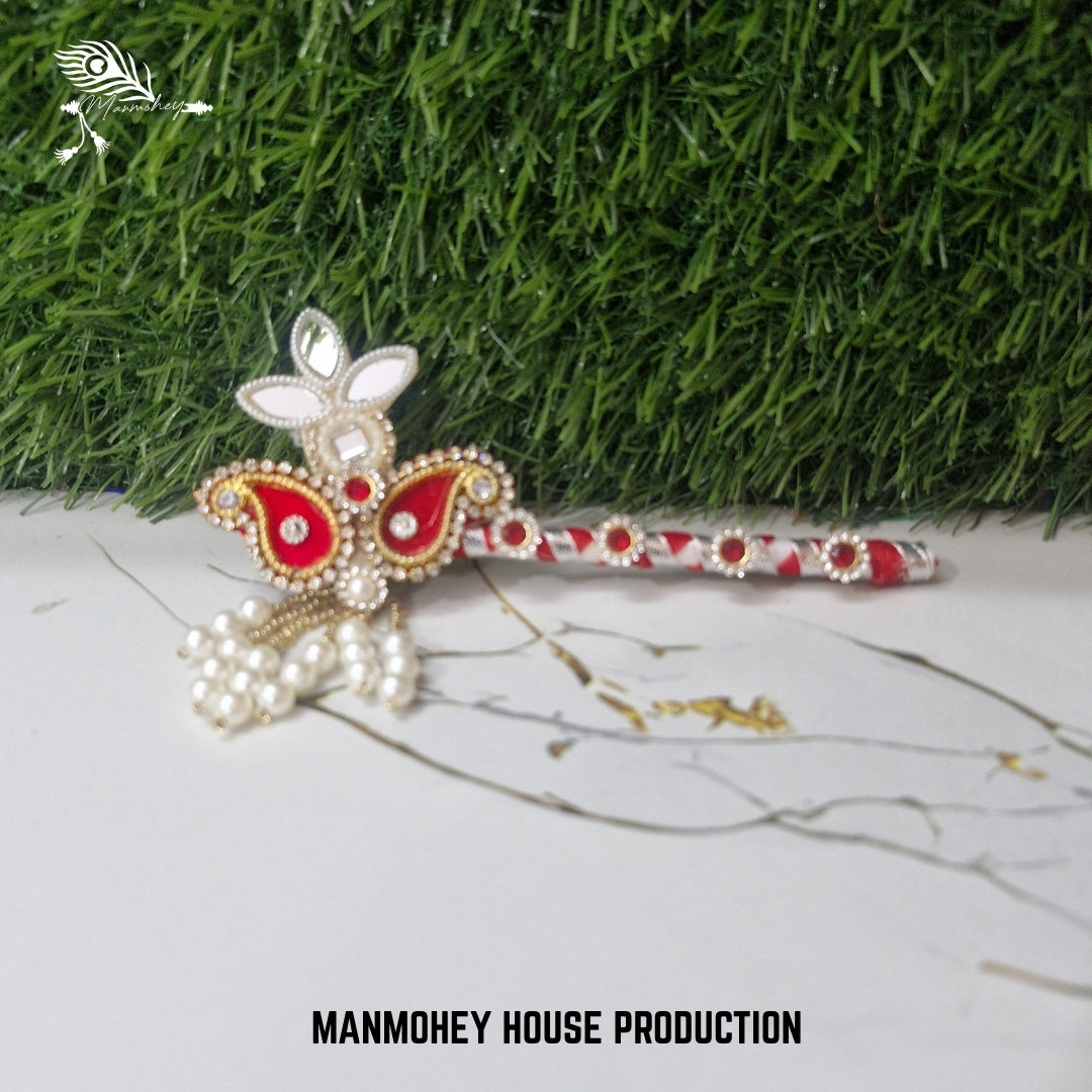 Elegant Bal Gopal Idol with Red and Gold Dress – Manmohey House Production