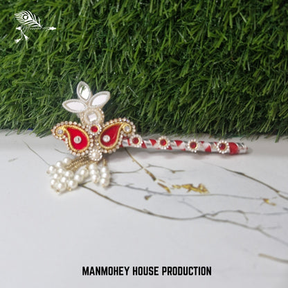 Elegant Bal Gopal Idol with Red and Gold Dress – Manmohey House Production
