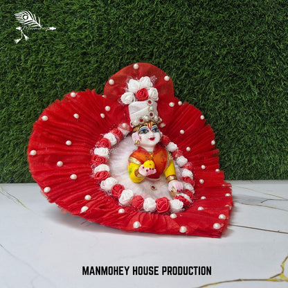Red Rose Pearl Dress for Laddu Gopal – Elegant Designer Outfit | Manmohey