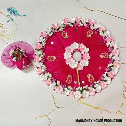 Graceful Pink Laddu Gopal Heavy Dress – Handcrafted Krishna Ji Poshak with Pearl & Floral Embellishments