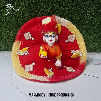 Elegant Bal Gopal Idol with Red and Gold Dress – Manmohey House Production