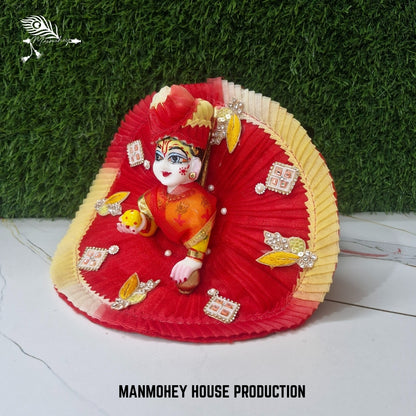 Elegant Bal Gopal Idol with Red and Gold Dress – Manmohey House Production