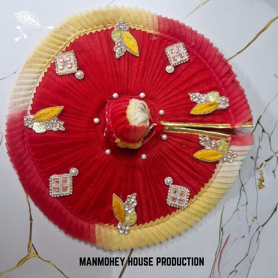 Elegant Bal Gopal Idol with Red and Gold Dress – Manmohey House Production