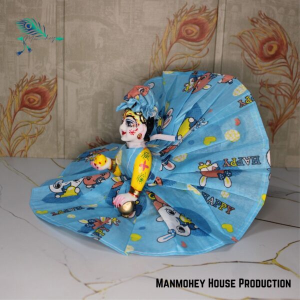 Adorable Cartoon Print Laddu Gopal Dress | Soft Cotton Kanha Ji Poshak (Set Of 4) - Image 14