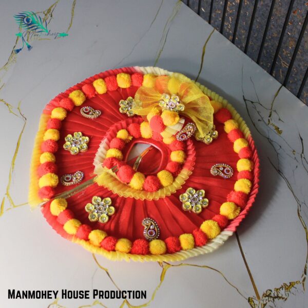 Royal Red & Yellow Laddu Gopal Heavy Poshak | Handcrafted Designer Outfit - Image 4