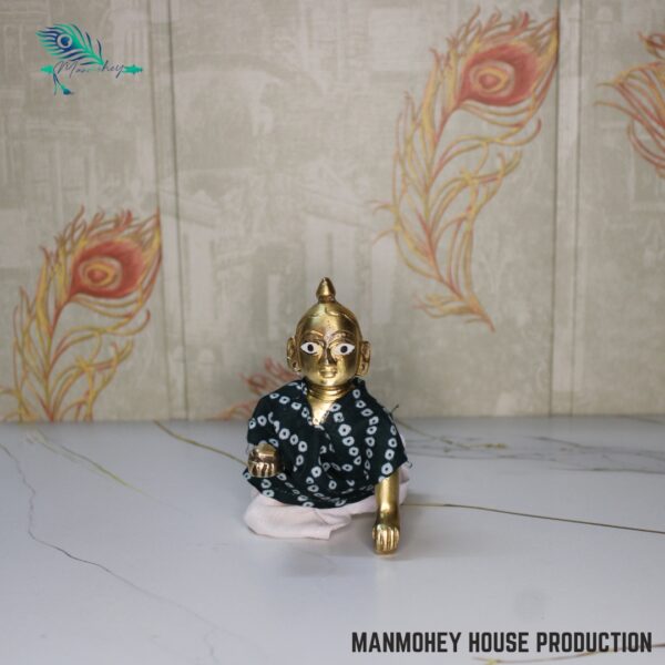 Traditional Bandhani Print Laddu Gopal Dress | Handmade Kanha Ji Kurta & Dhoti Set of 4 - Image 9