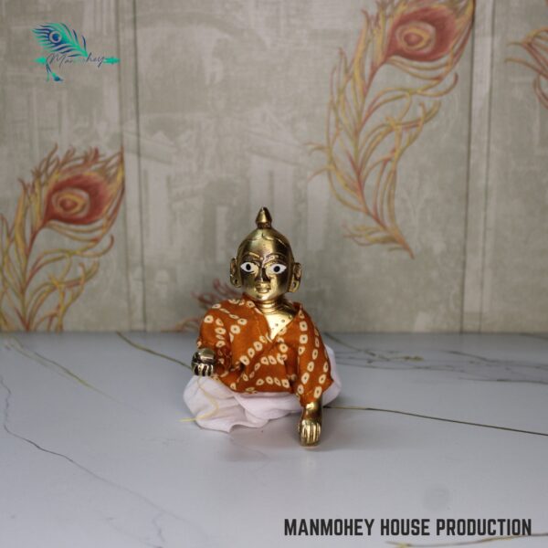 Traditional Bandhani Print Laddu Gopal Dress | Handmade Kanha Ji Kurta & Dhoti Set of 4 - Image 3