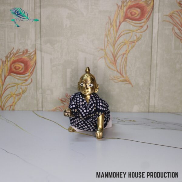 Traditional Bandhani Print Laddu Gopal Dress | Handmade Kanha Ji Kurta & Dhoti Set of 4 - Image 7