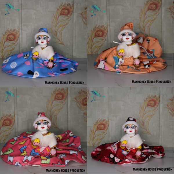 Premium Laddu Gopal Winter Dress – Soft Woolen & Cotton Fabric (Set of 4)