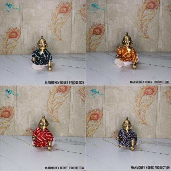 Traditional Bandhani Print Laddu Gopal Dress | Handmade Kanha Ji Kurta & Dhoti Set of 4